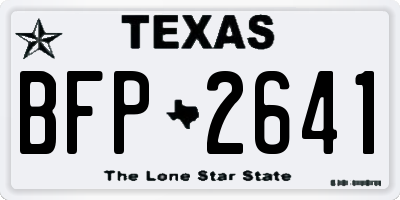 TX license plate BFP2641