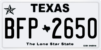 TX license plate BFP2650