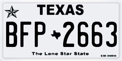 TX license plate BFP2663