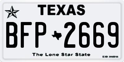 TX license plate BFP2669