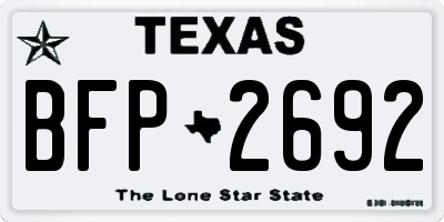 TX license plate BFP2692