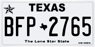TX license plate BFP2765