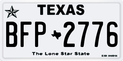 TX license plate BFP2776