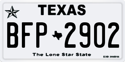 TX license plate BFP2902