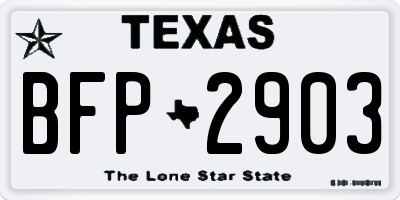 TX license plate BFP2903