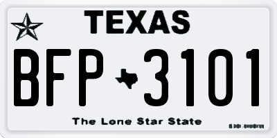 TX license plate BFP3101