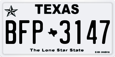 TX license plate BFP3147