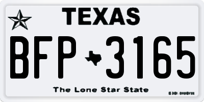 TX license plate BFP3165