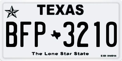 TX license plate BFP3210
