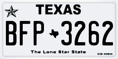 TX license plate BFP3262