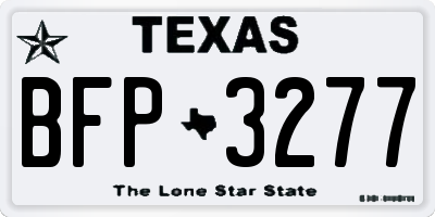 TX license plate BFP3277