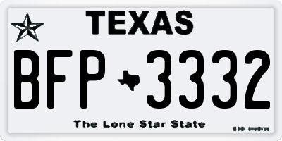 TX license plate BFP3332