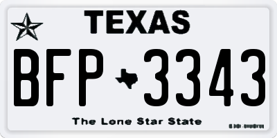 TX license plate BFP3343