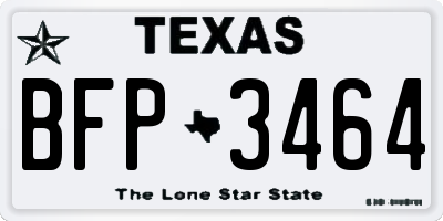 TX license plate BFP3464