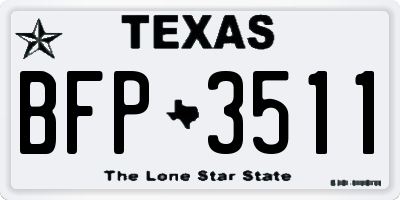 TX license plate BFP3511