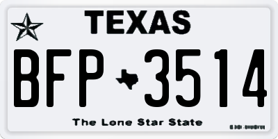 TX license plate BFP3514