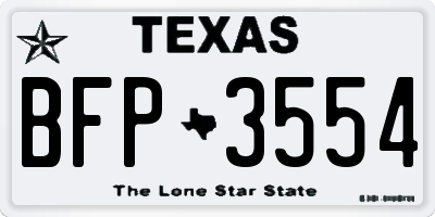 TX license plate BFP3554