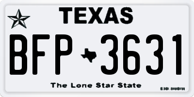 TX license plate BFP3631