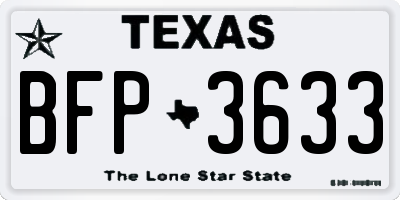 TX license plate BFP3633
