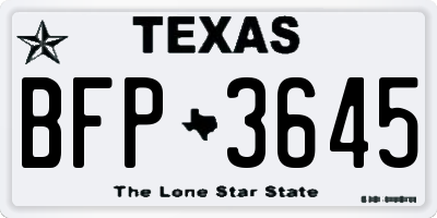 TX license plate BFP3645