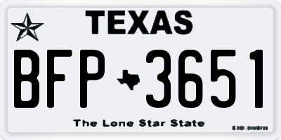 TX license plate BFP3651