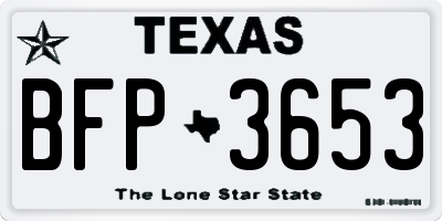 TX license plate BFP3653