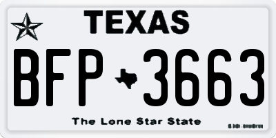 TX license plate BFP3663