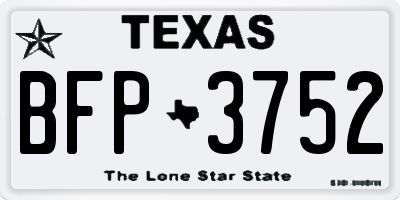 TX license plate BFP3752