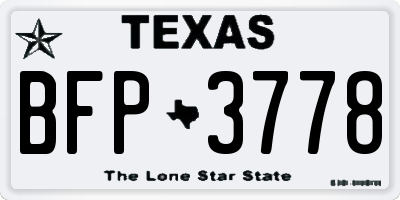 TX license plate BFP3778