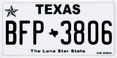 TX license plate BFP3806