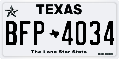 TX license plate BFP4034