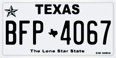 TX license plate BFP4067