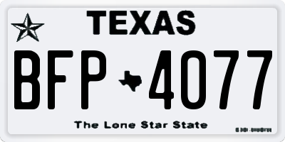 TX license plate BFP4077