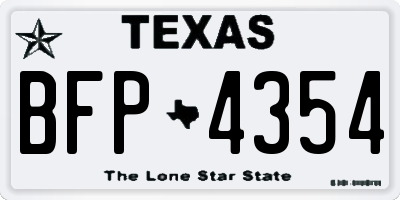 TX license plate BFP4354