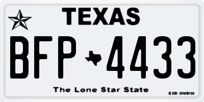 TX license plate BFP4433