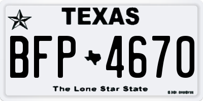 TX license plate BFP4670