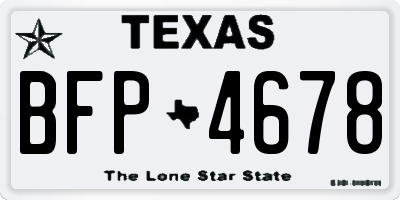 TX license plate BFP4678