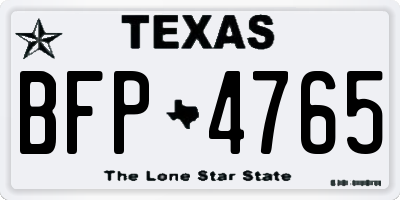 TX license plate BFP4765