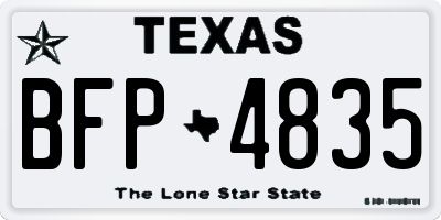 TX license plate BFP4835