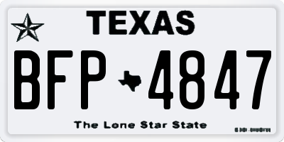 TX license plate BFP4847