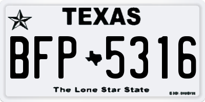 TX license plate BFP5316