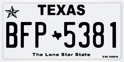 TX license plate BFP5381