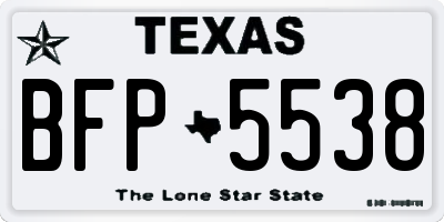 TX license plate BFP5538