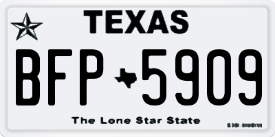 TX license plate BFP5909