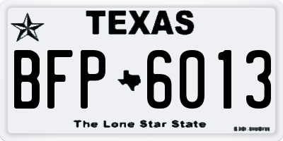 TX license plate BFP6013