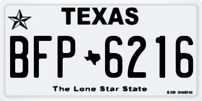 TX license plate BFP6216