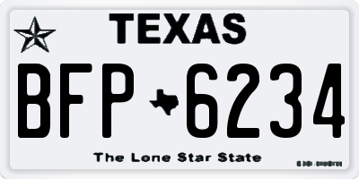 TX license plate BFP6234
