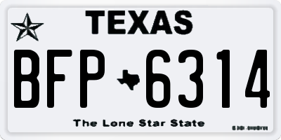 TX license plate BFP6314