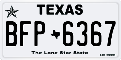 TX license plate BFP6367
