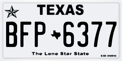 TX license plate BFP6377